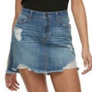 Rewash distressed denim skirt